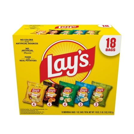 Lay's Snacks Mix Potato Chips Variety Pack, 1 oz, 18 Count