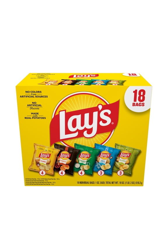 Snacks Mix Potato Chips Variety Pack, 1 oz, 18 Count