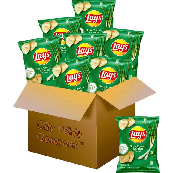 Lay's Sour Cream Flavored Potato Chips, 1.5 ounce bags (Pack of 8) , Bundled by City Wide Gourmet