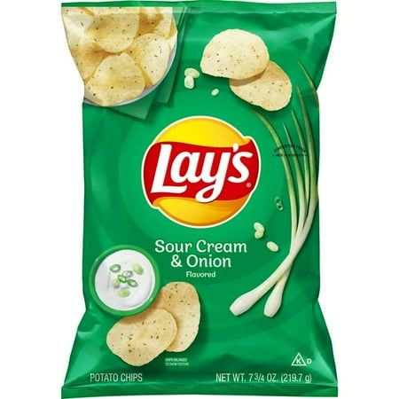 Lay's Sour Cream & Onion Flavor Potato Chips, 7.75 oz Bag-2Pack