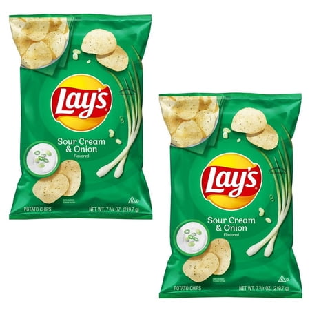 Lay's Sour Cream & Onion Flavor Potato Chips, 7.75 oz Bag(pack of 2)
