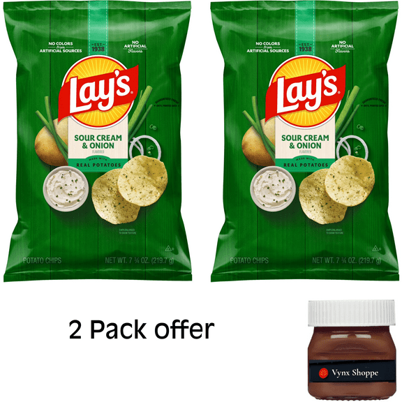 Lay's Sour Cream & Onion Flavor Potato Chips, 7.75 oz Bag