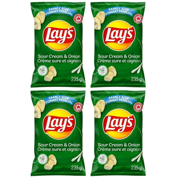 Lay's Sour Cream & Onion Flavored Potato Chips, 220g (4 Pack)