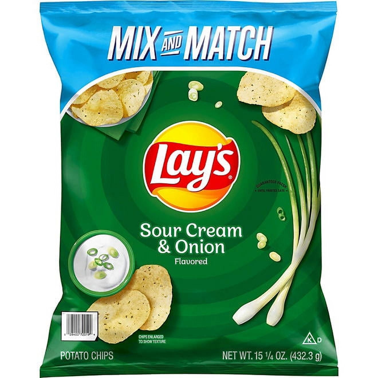 Lays bright　サイン　2gether Lay's Sour Cream and Onion Potato Chips, 15.63 oz, Classic Flavor