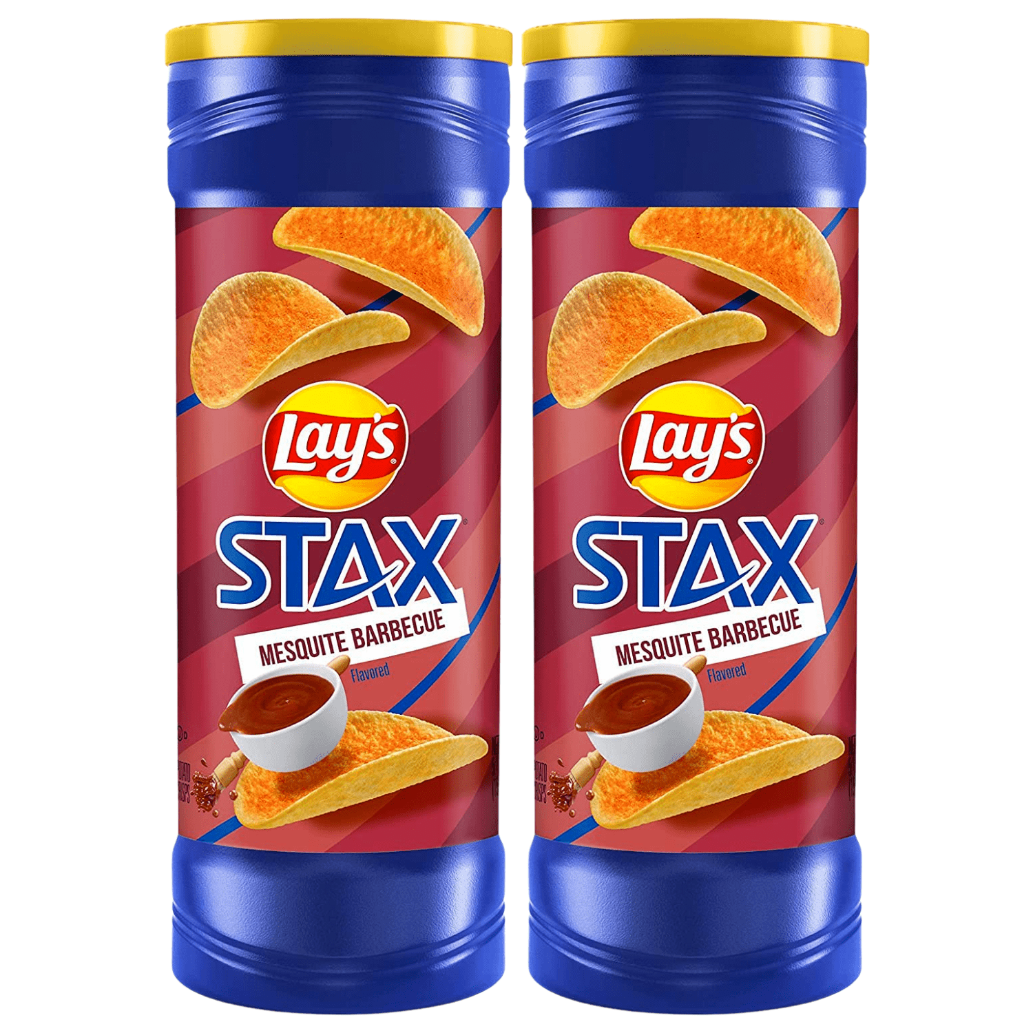 Lay's Stax Mesquite Barbecue Flavored Potato Crisps Crunchy Delicious Chips Snacks for Kids Adult Lunchbox Halloween Trick or Treats Birthday Party Gifts - Pack of 2