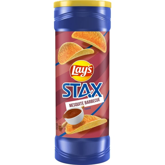 Lay's Stax Mesquite Barbecue Potato Chips, 5.5 oz Canister (Pack of 6)