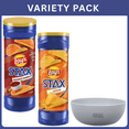 thumbnail image 1 of Lay's Stax Potato Crisps Cheddar & Mesquite BBQ Flavored Snack Chips Crunchy Canister Variety Pack -11 Oz Total Weight ,Variety Pack with Bowl by OMA., 1 of 5