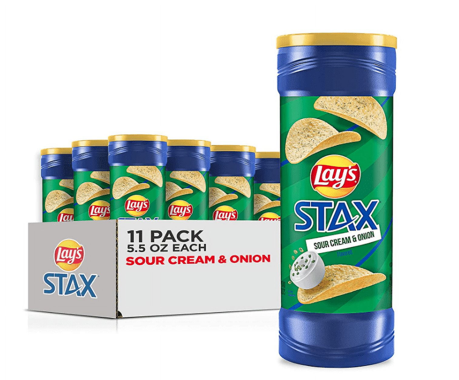 Lay's Stax Potato Crisps, Sour Cream and Onion, 5.5 Ounce (Pack of 11)