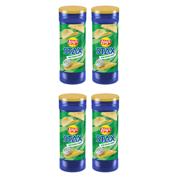 Lay's Stax Sour Cream & Onion Potato Crisps, 5.5 oz Bag (Pack of 4)