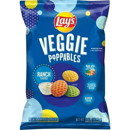 Lay's Veggie Poppables Potato & Veggie Snacks Ranch Flavored, 5 oz Bag, 2 Pack