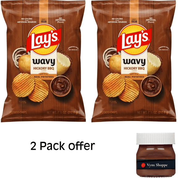 Lay's Wavy Hickory BBQ Flavored Potato Chips, 7.5 oz Bag