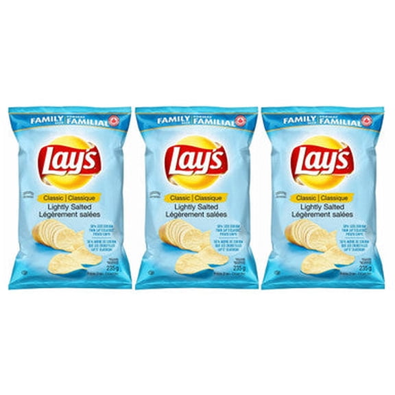 Lay's Wavy Lightly Salted Potato Chips, 235g/8.3 oz., 3-Pack