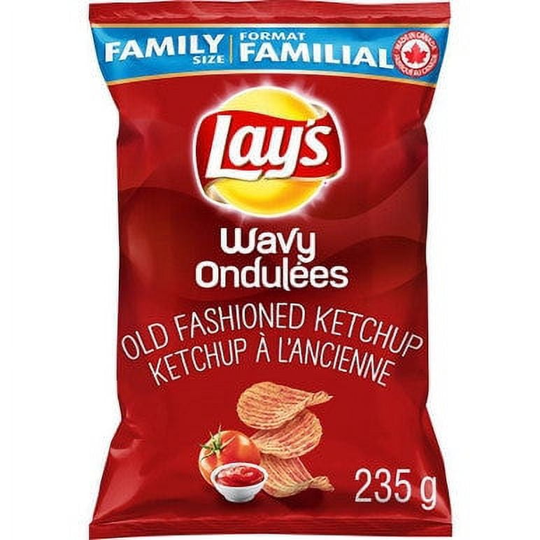 Lay's Wavy Old Fashioned Ketchup Potato Chips, 235g/8.3 oz. Bag, {Imported  from Canada} 