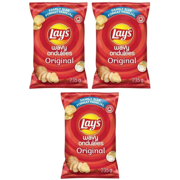 Lay's Wavy Original Potato Chips, 220g (3 Pack)