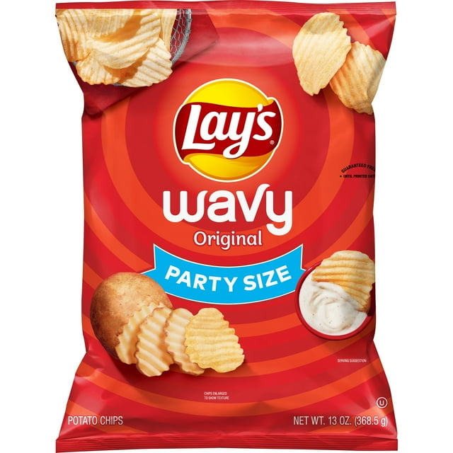 Lay's Wavy Original Potato Chips, Party Size, 13 oz Bag - 2 Pack
