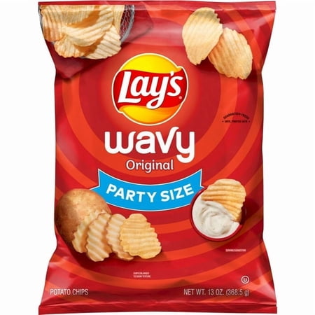 Lay's Wavy Original Potato Chips, Party Size, 13 oz Bag(pack of 4)