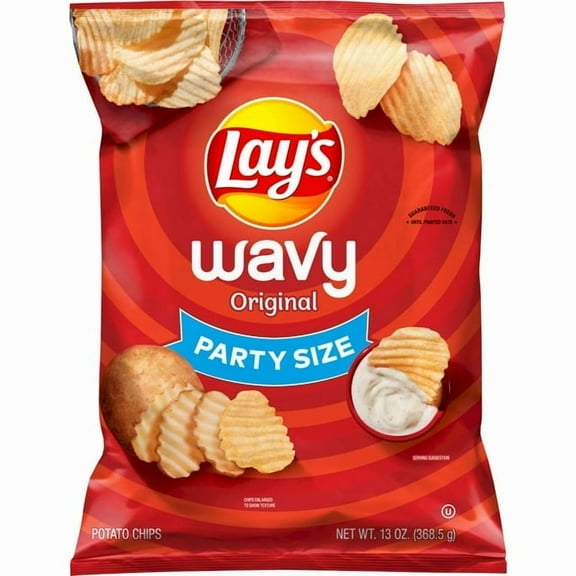 Lay's Wavy Original Potato Chips, Party Size, 13 oz Bag