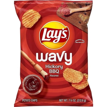 Lay's Wavy Potato Chips Barbecue Flavor Hickory BBQ, 7.5 Oz ( Pack of 4 )