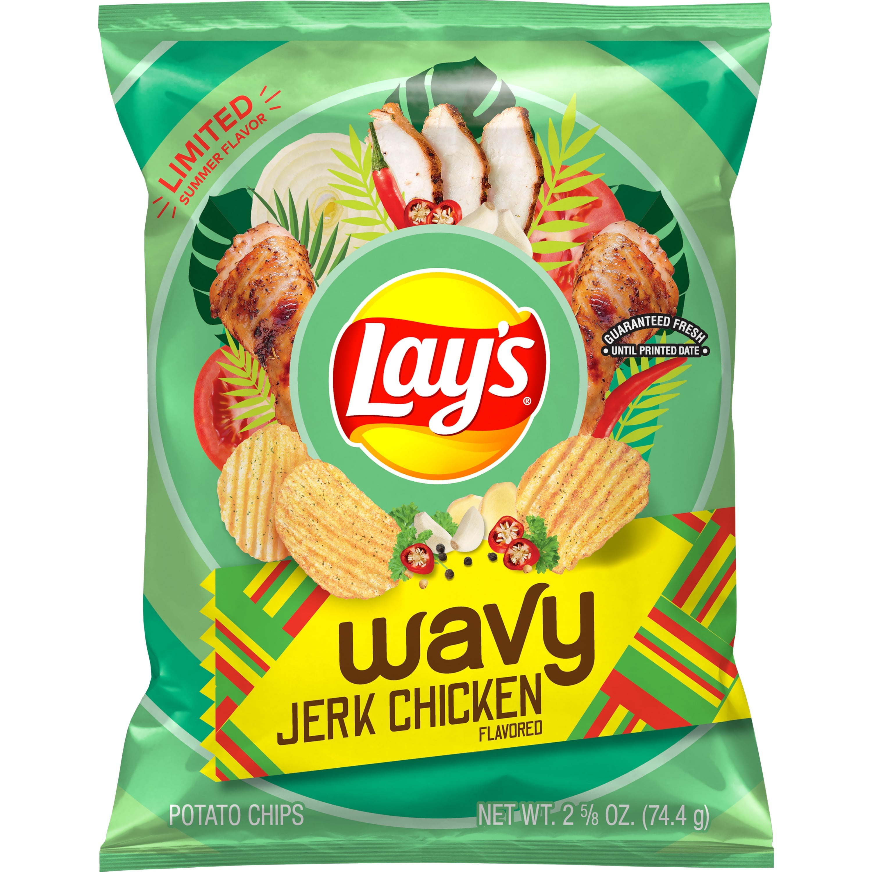 Lay's Wavy Potato Chips Jerk Chicken Flavored 2.625 oz - Walmart.com