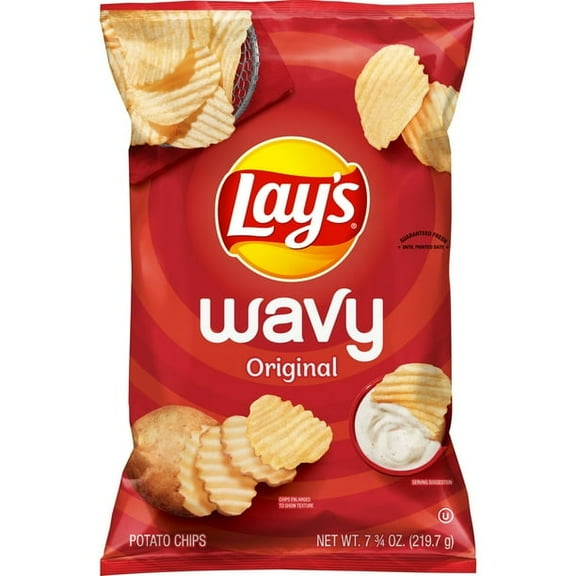 Lay's Wavy Potato Chips, Original Flavor, 7.75 oz Bag-3Pack