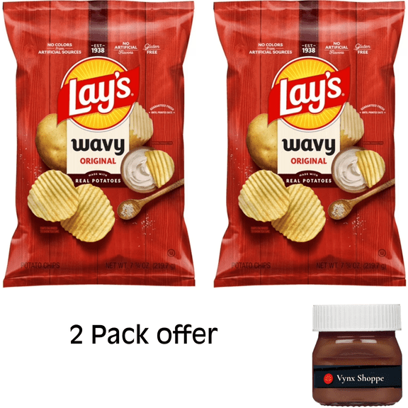 Lay's Wavy Potato Chips, Original Flavor, 7.75 oz Bag