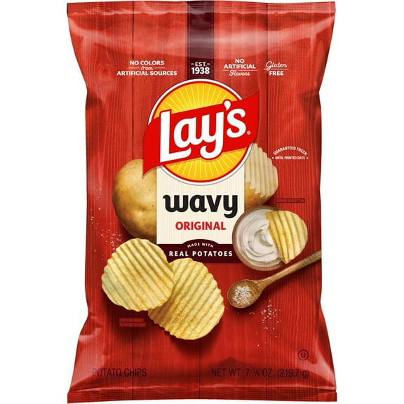 Lay's Wavy Potato Chips, Original Flavor, 7.75 oz Bag