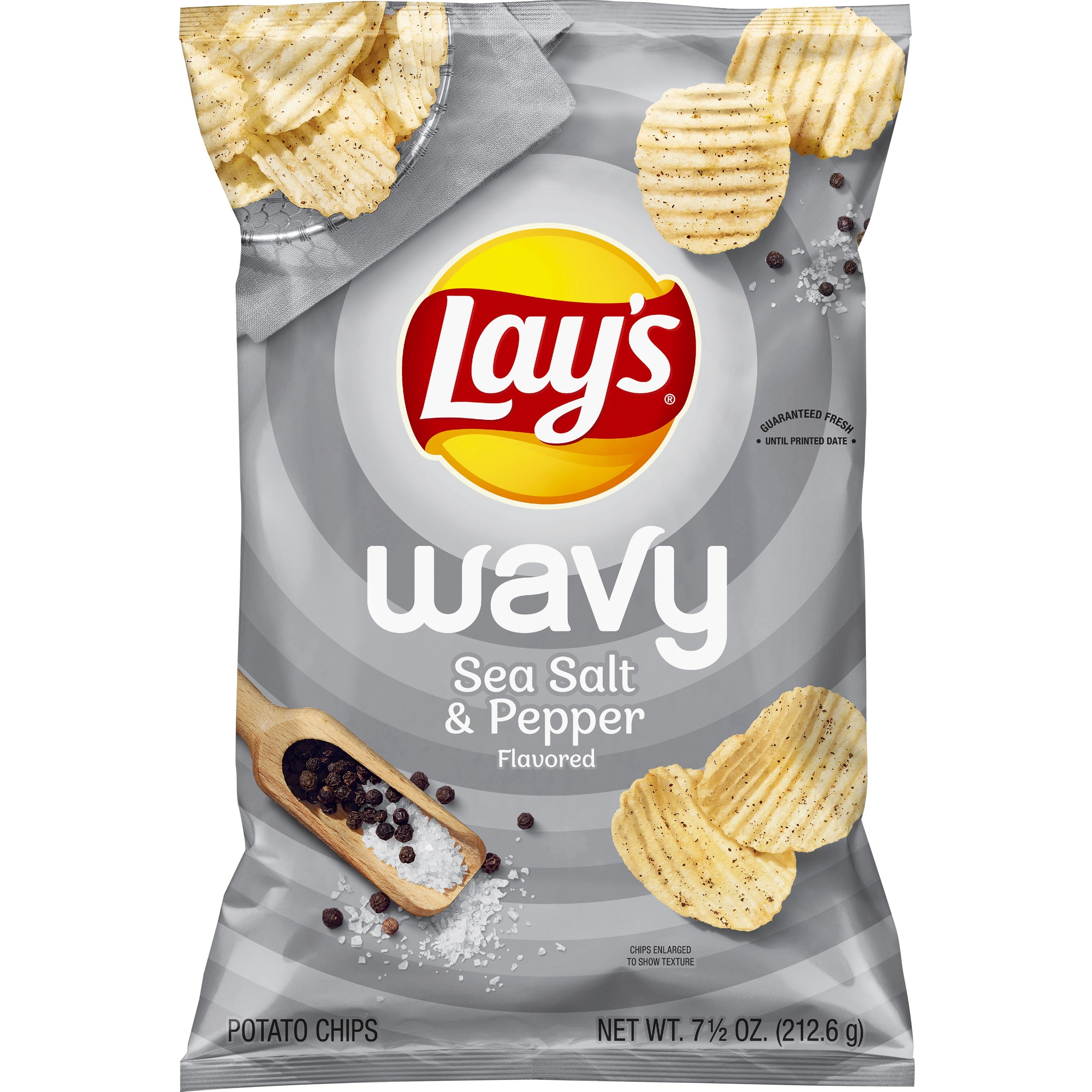 Lay's Wavy Potato Chips, Salt & Pepper Flavor, 7.5 oz Bag