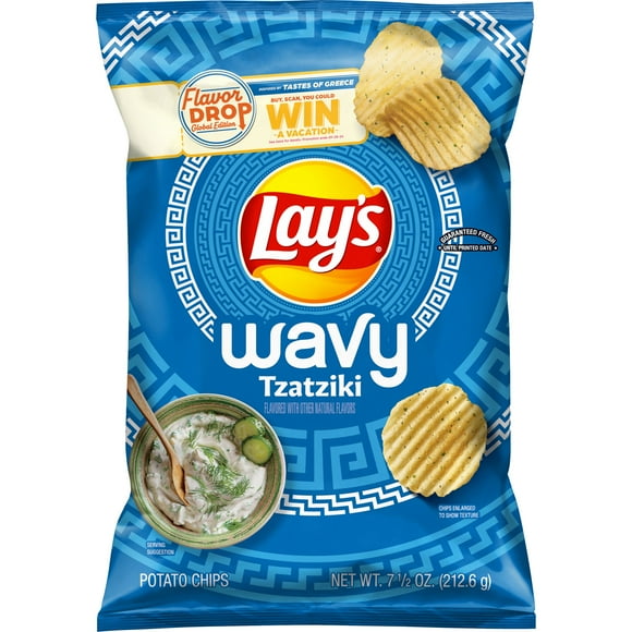 Lay's Wavy Tzatziki Potato Chips, 7.5 oz Bag