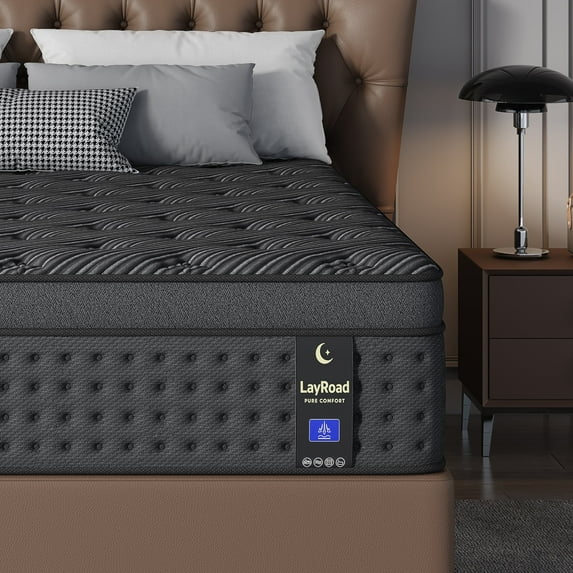 LayRoad 12 inch Twin Mattress Medium Firm Cooling Memory Foam Mattress, Black