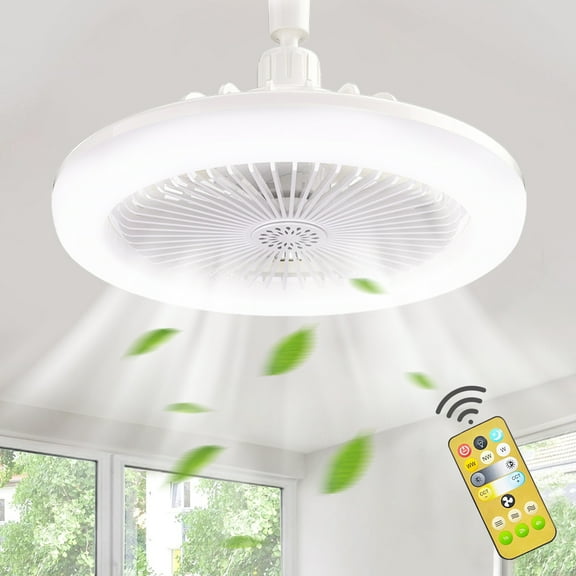Laybasic 9.8" Contemporary LED Indoor Ceiling Fan with Socket Fan Light and Remote Control