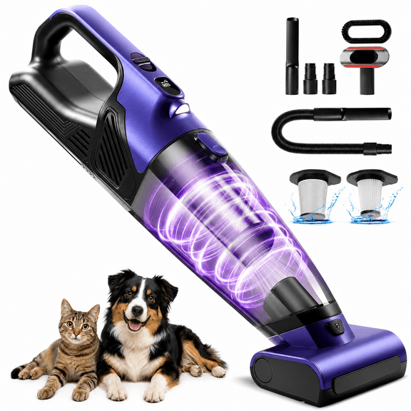 Laybasic Cordless Handheld Vacuum for Pet Hair, 28000Pa Strong Suction Car Vacuum with Motorized Brush and LED Light, Rechargeable 10400mAh Battery & Large Dust Cup for Car, Home, Office & Pet