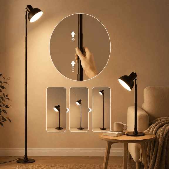 Laybasic Desk Lamp with 18"-57" Height Adjustable Stand, 3 Color Temperatures, Dimmable LED Desk Light, 150 Rotatable Head, USB Plug-in Reading Lamp for Home Office Bedroom Dining Room, Black
