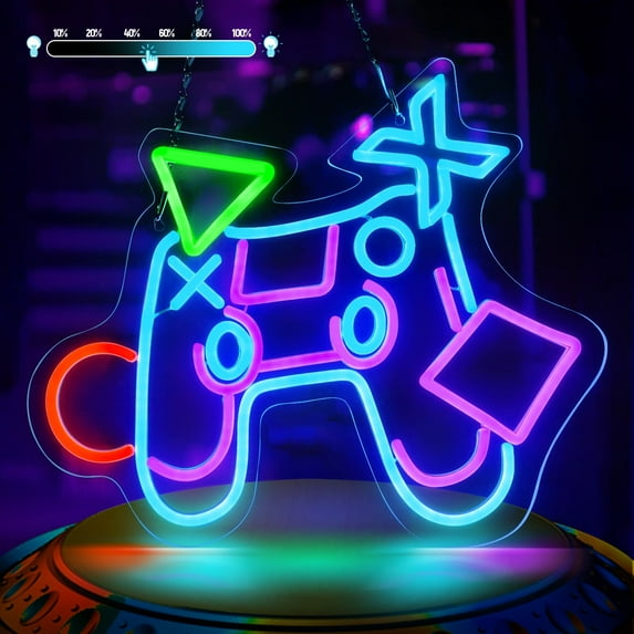 Laybasic Gamepad Neon Sign, Dimmable Gamer LED Neon Signs for Wall Decor 6 Brightness USB Powered for Gaming Room Boys Teen Man Cave Kids Bedroom