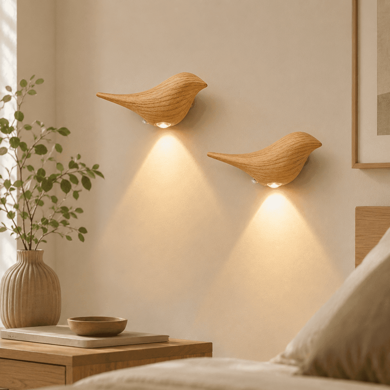 Laybasic Motion Sensor Bird Wall Light, 2-Pack Cordless Rechargeable ...