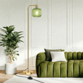 thumbnail image 1 of Laybasic Vintage Floor Lamps for Living Room, Mid Century Modern Standing Lamp with Ribbed Glass Lampshade Pedal Switch, 67" Retro Tall Lamp for Bedroom Study Room, 1 of 7
