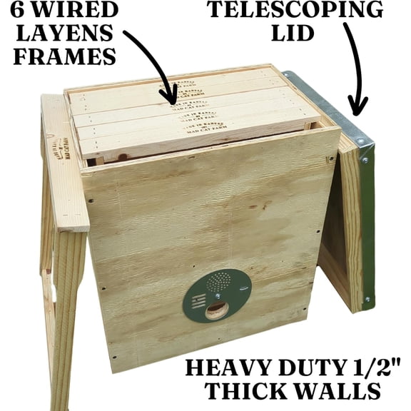 Layens Swarm Trap 6-Frame Horizontal Bait Hive with Pre-Wired Frames, Telescoping Lid, 1/2-Inch Plywood Compatible with Layens Beehives$$Animal Other