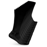 Layer 8 Cushioned Crew Socks for Men Breathable Athletic Socks with Moisture-Wicking Quick Dry Fiber, 12 Pairs, Black