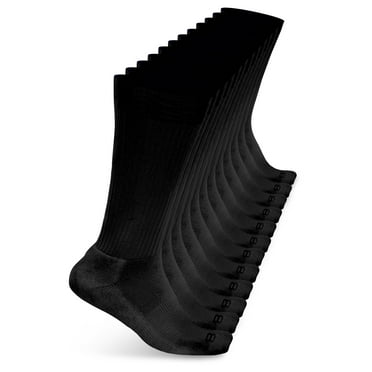 Layer 8 Cushioned Crew Socks for Men Breathable Athletic Socks with Moisture-Wicking Quick Dry Fiber, 12 Pairs, White