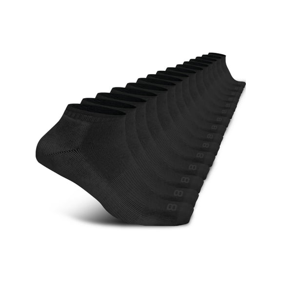 Layer 8 Cushioned No Show Socks for Men Breathable Athletic Socks with Moisture-Wicking Quick Dry Fiber, 15 Pairs, Black