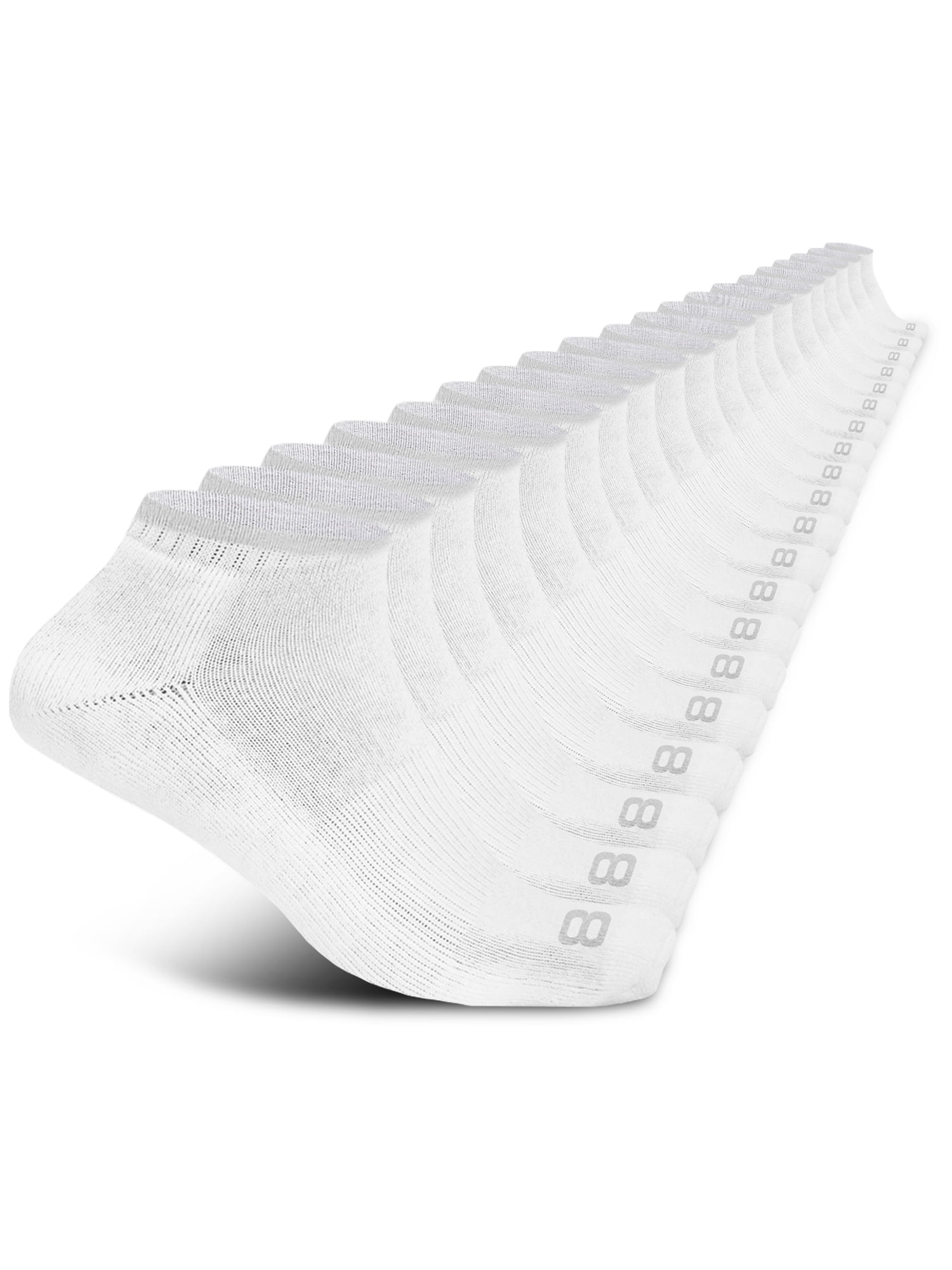 Layer 8 Cushioned No Show Socks for Men Breathable Athletic Socks with Moisture-Wicking Quick Dry Fiber, 15 Pairs, White