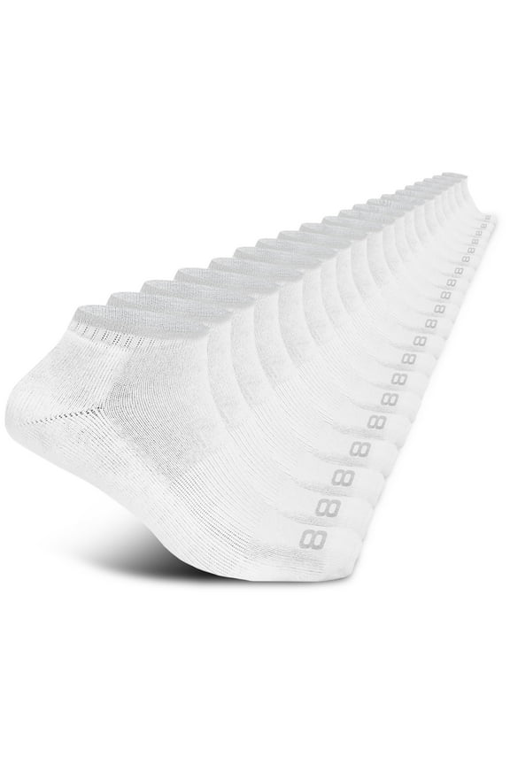 Cushioned No Show Socks for Men Breathable Athletic Socks with Moisture-Wicking Quick Dry Fiber, 15 Pairs, White