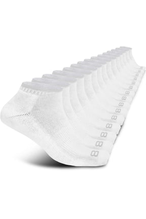 Layer 8 Cushioned No Show Socks for Men Breathable Athletic Socks with Moisture-Wicking Quick Dry Fiber, 15 Pairs, White