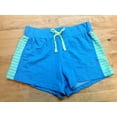 thumbnail image 1 of Layer 8 Little Girls Shorts, Sea Blue with Neon Green Stripes, Medium, 1 of 2