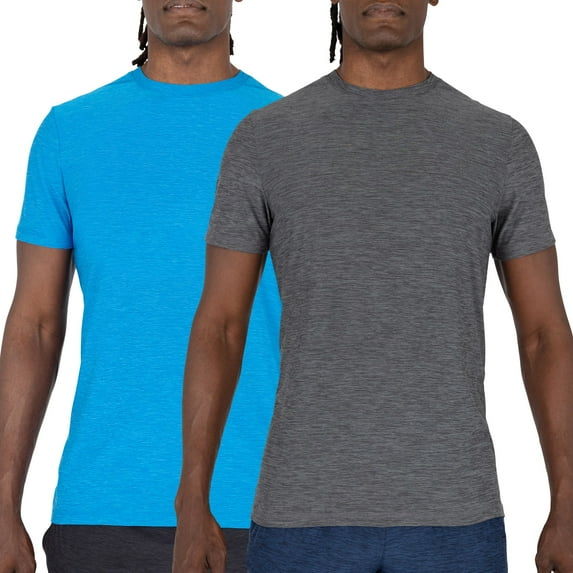 Layer 8 Men's 2 Pack Shirts- Moisture Wicking Performance Workout Tee Shirt Tops for Men