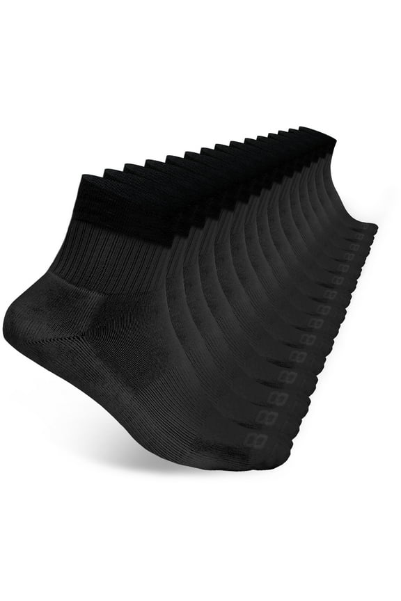 Men’s Cushioned Quarter Socks for Men Breathable Men’s Sports Socks for All day Comfort, 15 pk, Black