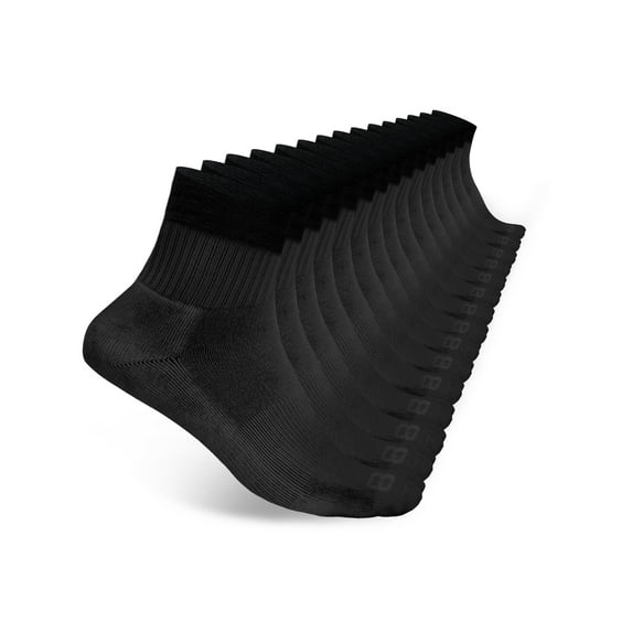 Layer 8 Men’s Cushioned Quarter Socks for Men Breathable Men’s Sports Socks for All day Comfort, 15 pk, Black