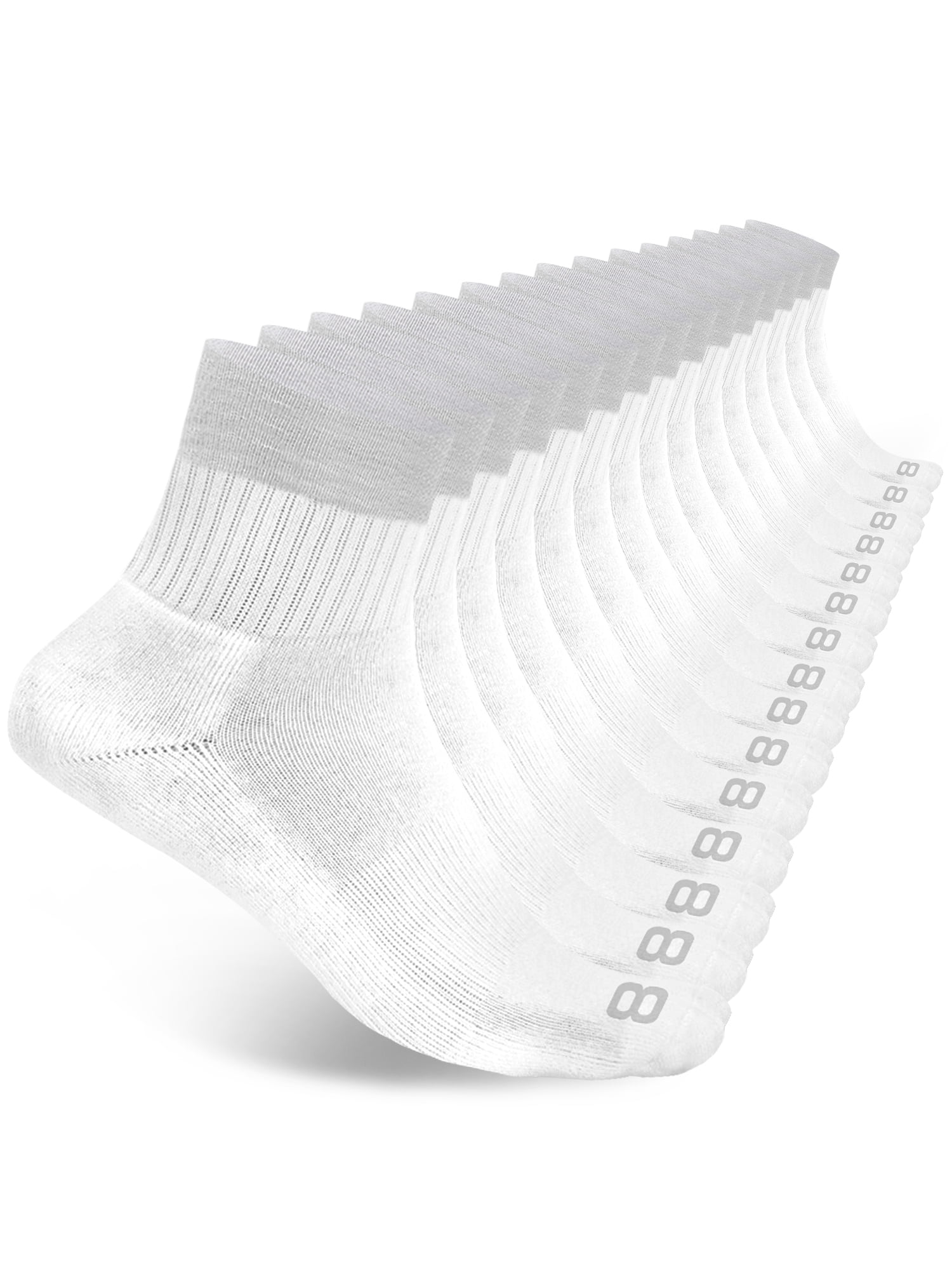 Layer 8 Men’s Cushioned Quarter Socks for Men Breathable Men’s Sports Socks for All day Comfort, 15 pk, White