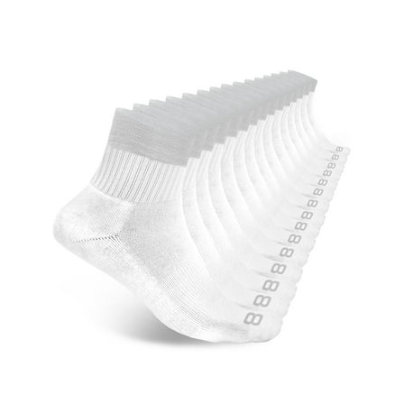 Layer 8 Men’s Cushioned Quarter Socks for Men Breathable Men’s Sports Socks for All day Comfort, 15 pk, White