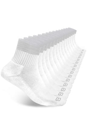 Men’s Cushioned Quarter Socks for Men Breathable Men’s Sports Socks for All day Comfort, 15 pk, White