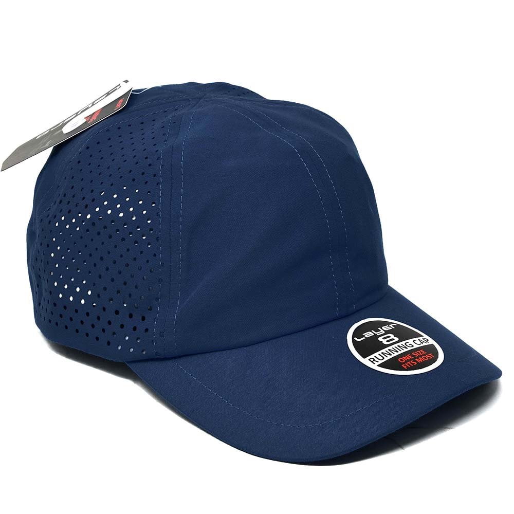 Layer 8 Velcro Closure Performance Total Eclipse Running Moisture Wicking Cap Navy Blue